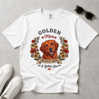 Red Golden Retriever Dog Mom T-Shirt | Fueled by Coffee & Golden Love