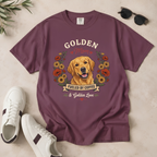 Golden Retriever Dog Mom T-Shirt | Fueled by Coffee & Golden Love