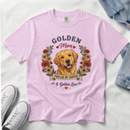 Golden Retriever Dog Mom T-Shirt | Fueled by Coffee & Golden Love