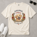 Light Golden Retriever Dog Mom T-Shirt | Fueled by Coffee & Golden Love