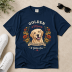 Light Golden Retriever Dog Mom T-Shirt | Fueled by Coffee & Golden Love