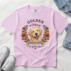Light Golden Retriever Dog Mom T-Shirt | Fueled by Coffee & Golden Love