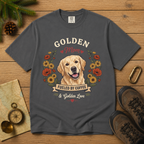 Light Golden Retriever Dog Mom T-Shirt | Fueled by Coffee & Golden Love