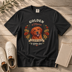 Red Golden Retriever Dog Mom T-Shirt | Fueled by Coffee & Golden Love
