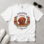 Red Golden Retriever Dog Mom T-Shirt | Fueled by Coffee & Golden Love