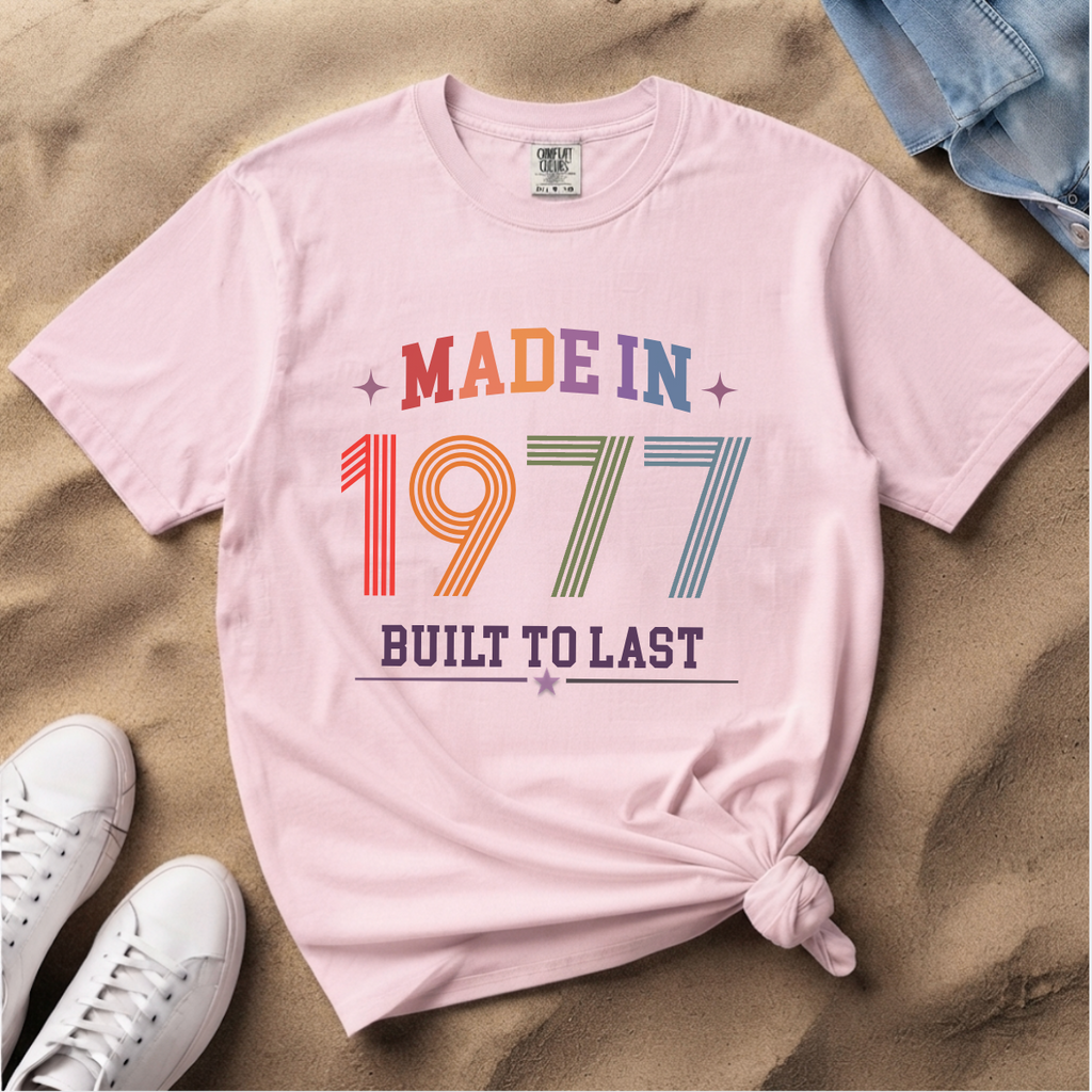 Made in 1977 – Birthday T-Shirt | Built to Last