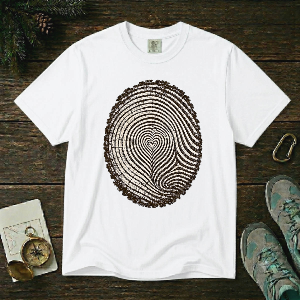 Love the Forest – Tree Ring Heart T-Shirt | Explorer Edition