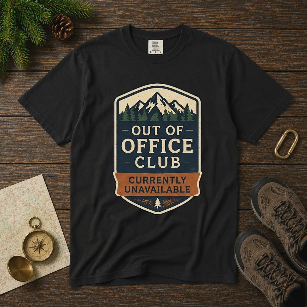 Out of Office Club – Retro Badge T-Shirt | Explorer Edition