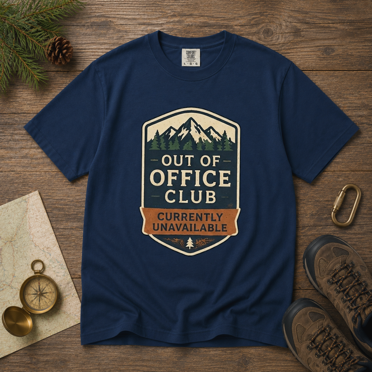 Out of Office Club – Retro Badge T-Shirt | Explorer Edition