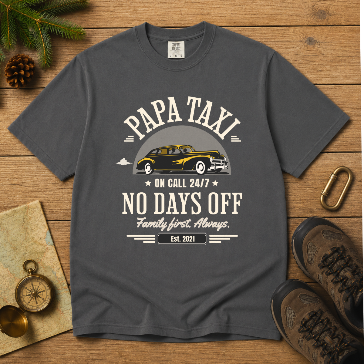 Papa Taxi Since 2021 – Vintage Dad T-Shirt, Gift for Dad