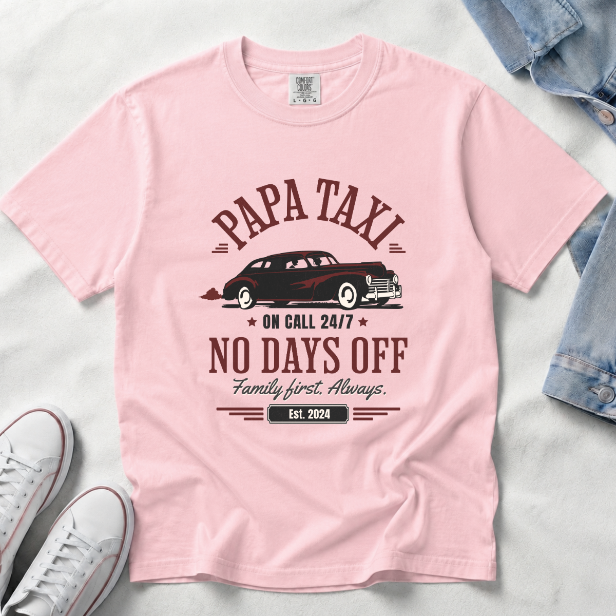 Papa Taxi Since 2024 – Vintage Dad T-Shirt, Gift for Dad