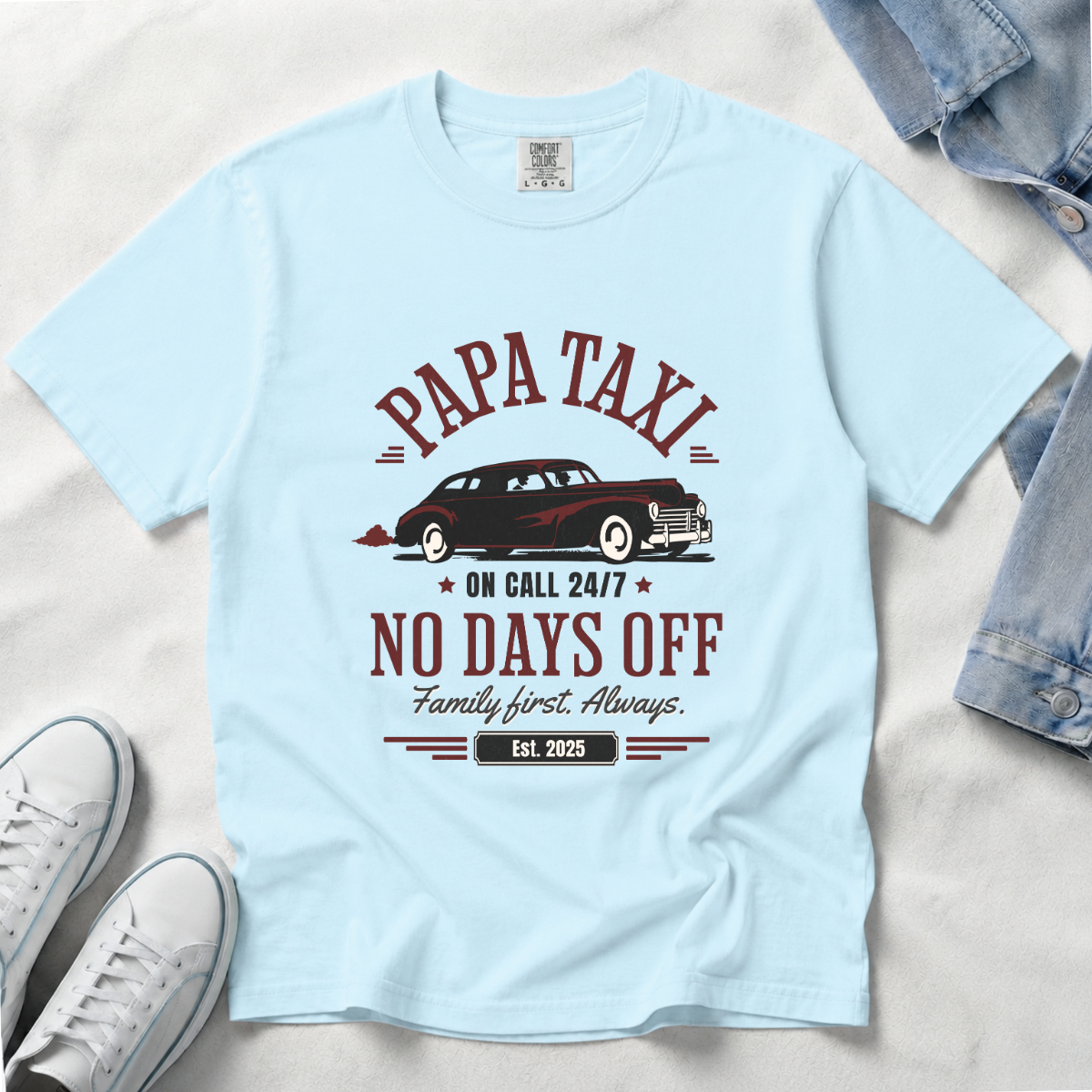 Papa Taxi Since 2025 – Vintage Dad T-Shirt, Gift for Dad