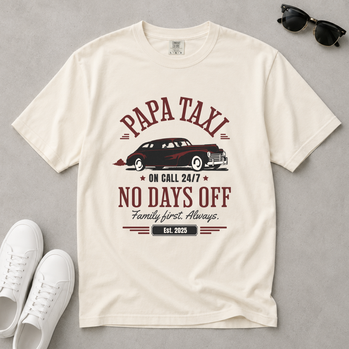 Papa Taxi Since 2025 – Vintage Dad T-Shirt, Gift for Dad