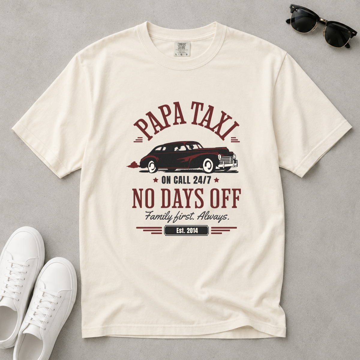 Papa Taxi Since 2014 – Vintage Dad T-Shirt, Gift for Dad