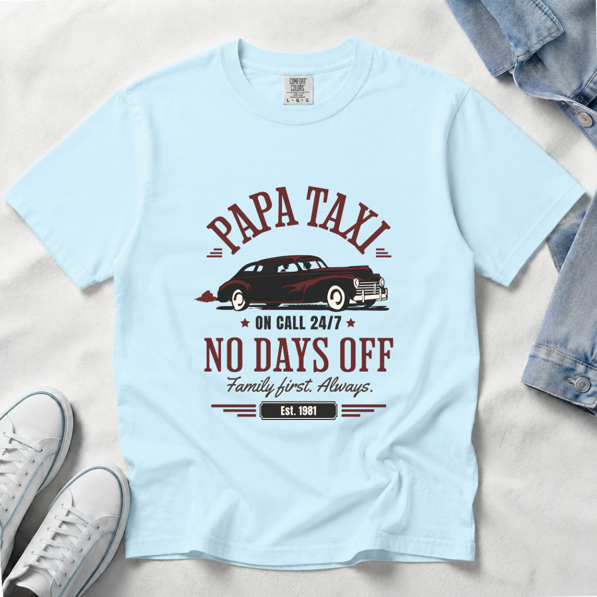Papa Taxi Since 1981 – Vintage Dad T-Shirt, Gift for Dad