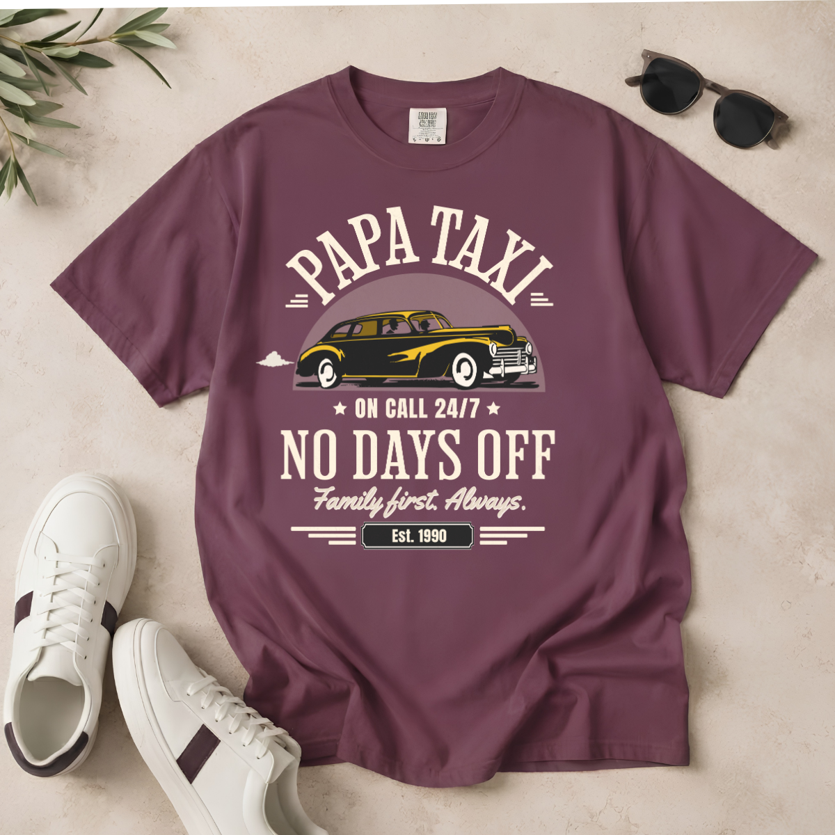 Papa Taxi Since 1990 – Vintage Dad T-Shirt, Gift for Dad