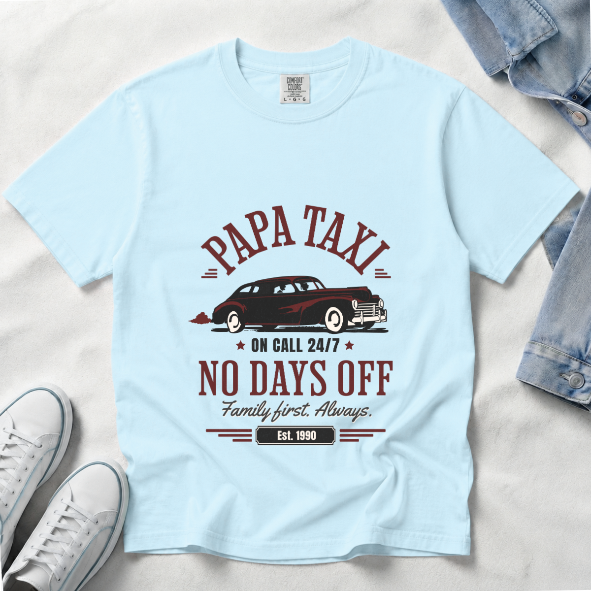 Papa Taxi Since 1990 – Vintage Dad T-Shirt, Gift for Dad