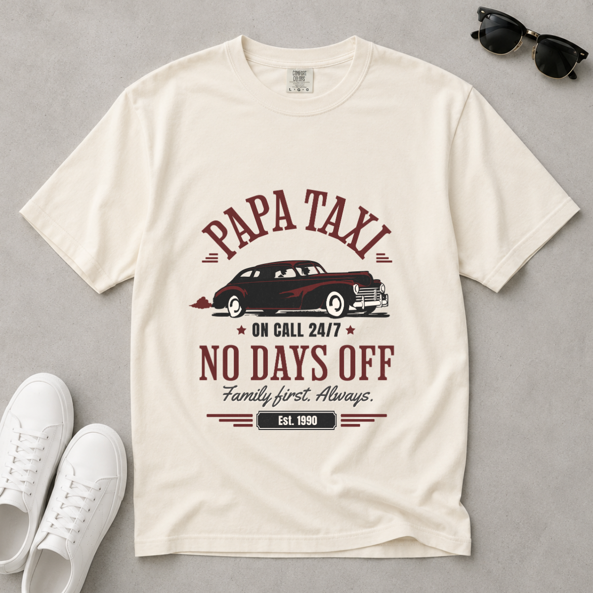 Papa Taxi Since 1990 – Vintage Dad T-Shirt, Gift for Dad