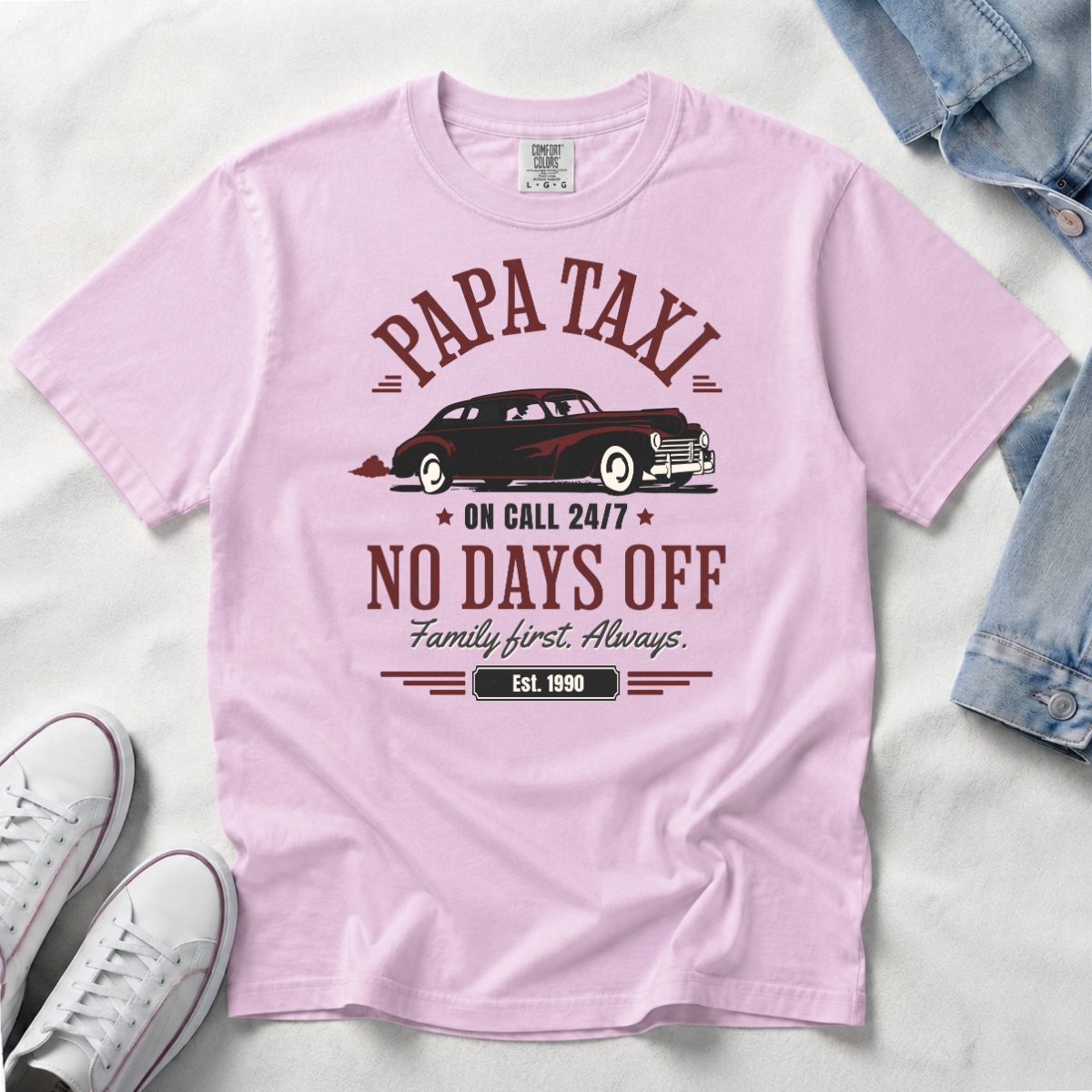 Papa Taxi Since 1990 – Vintage Dad T-Shirt, Gift for Dad