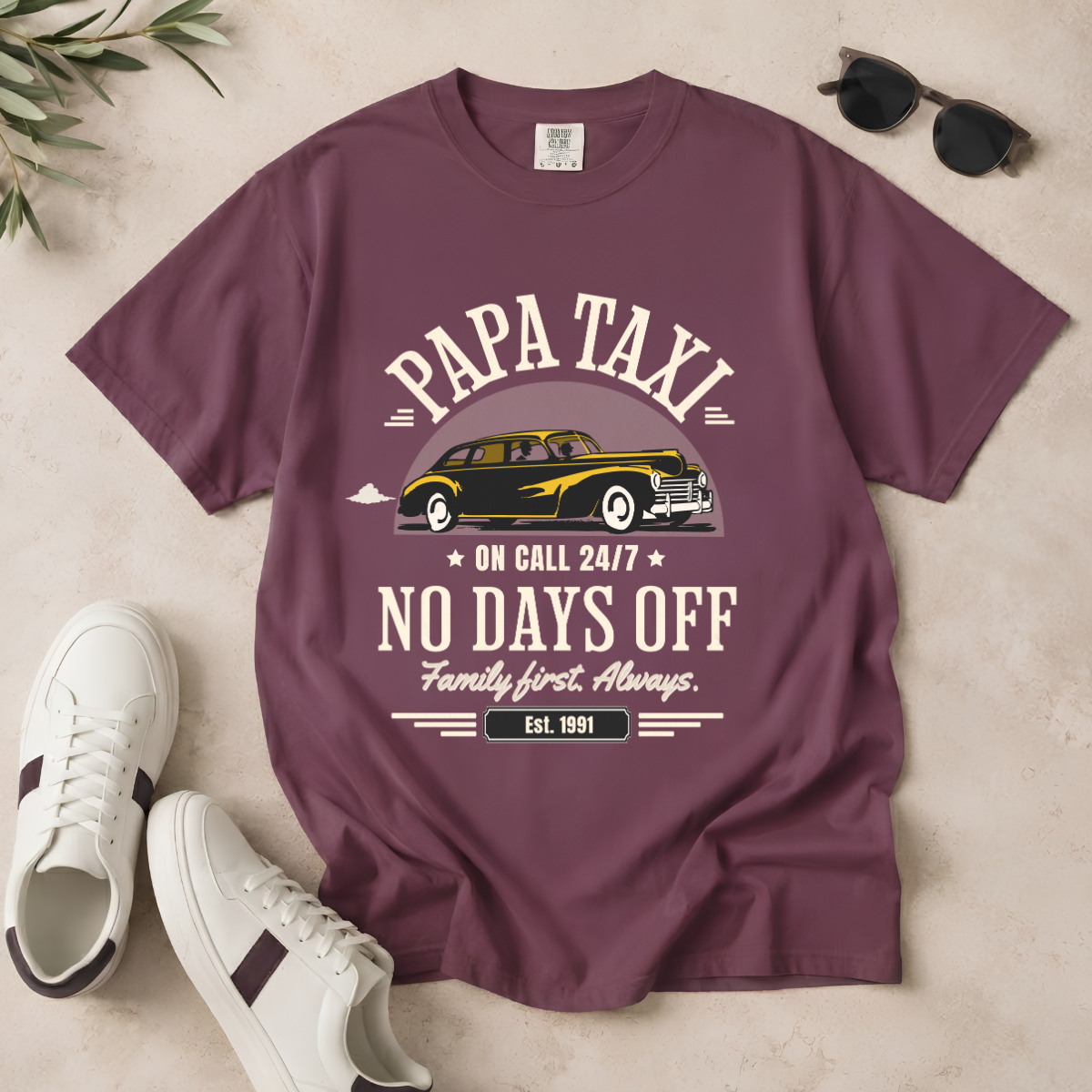 Papa Taxi Since 1991 – Vintage Dad T-Shirt, Gift for Dad