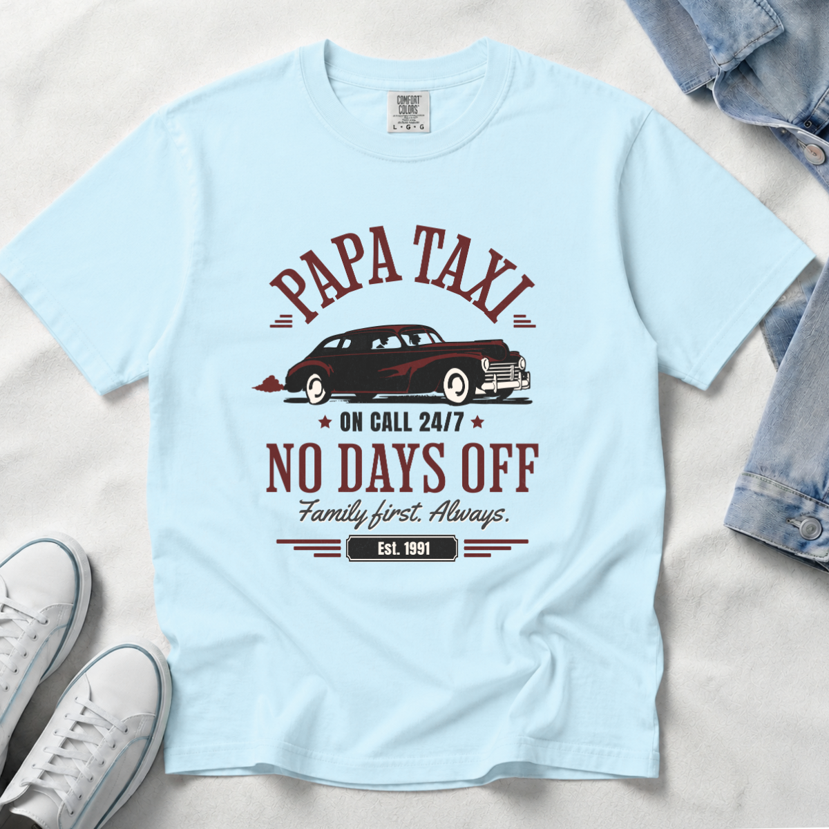 Papa Taxi Since 1991 – Vintage Dad T-Shirt, Gift for Dad