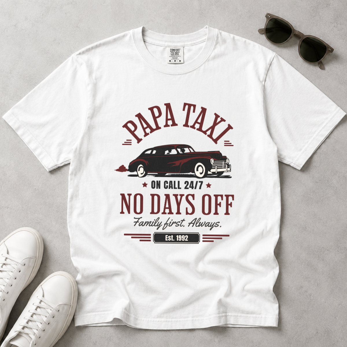Papa Taxi Since 1992 – Vintage Dad T-Shirt, Gift for Dad