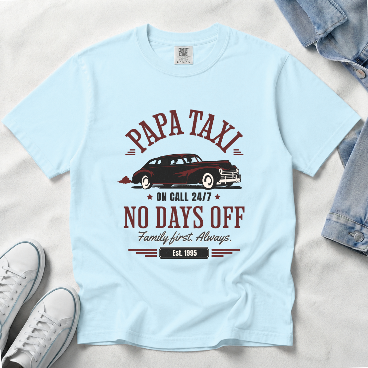 Papa Taxi Since 1995 – Vintage Dad T-Shirt, Gift for Dad