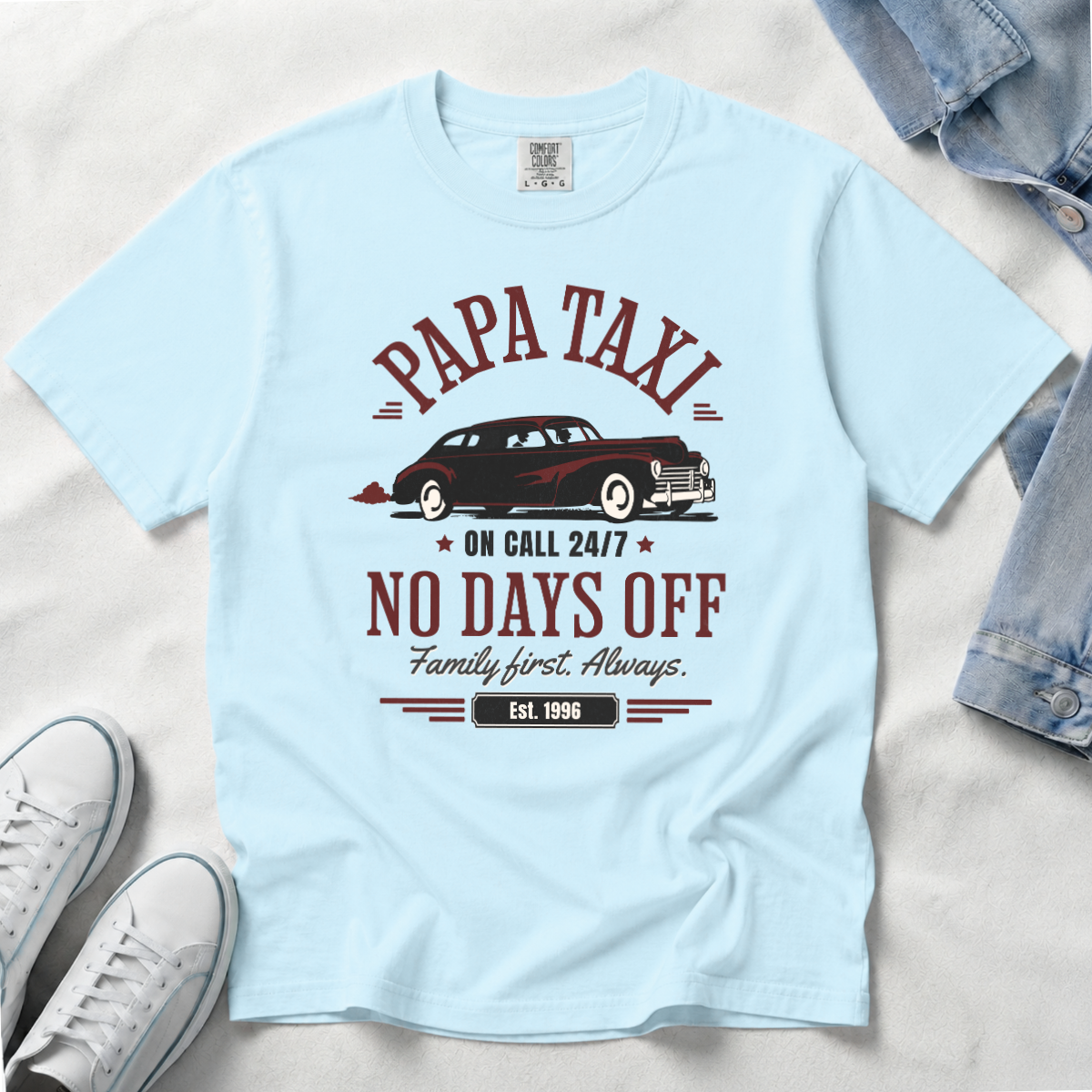 Papa Taxi Since 1996 – Vintage Dad T-Shirt, Gift for Dad