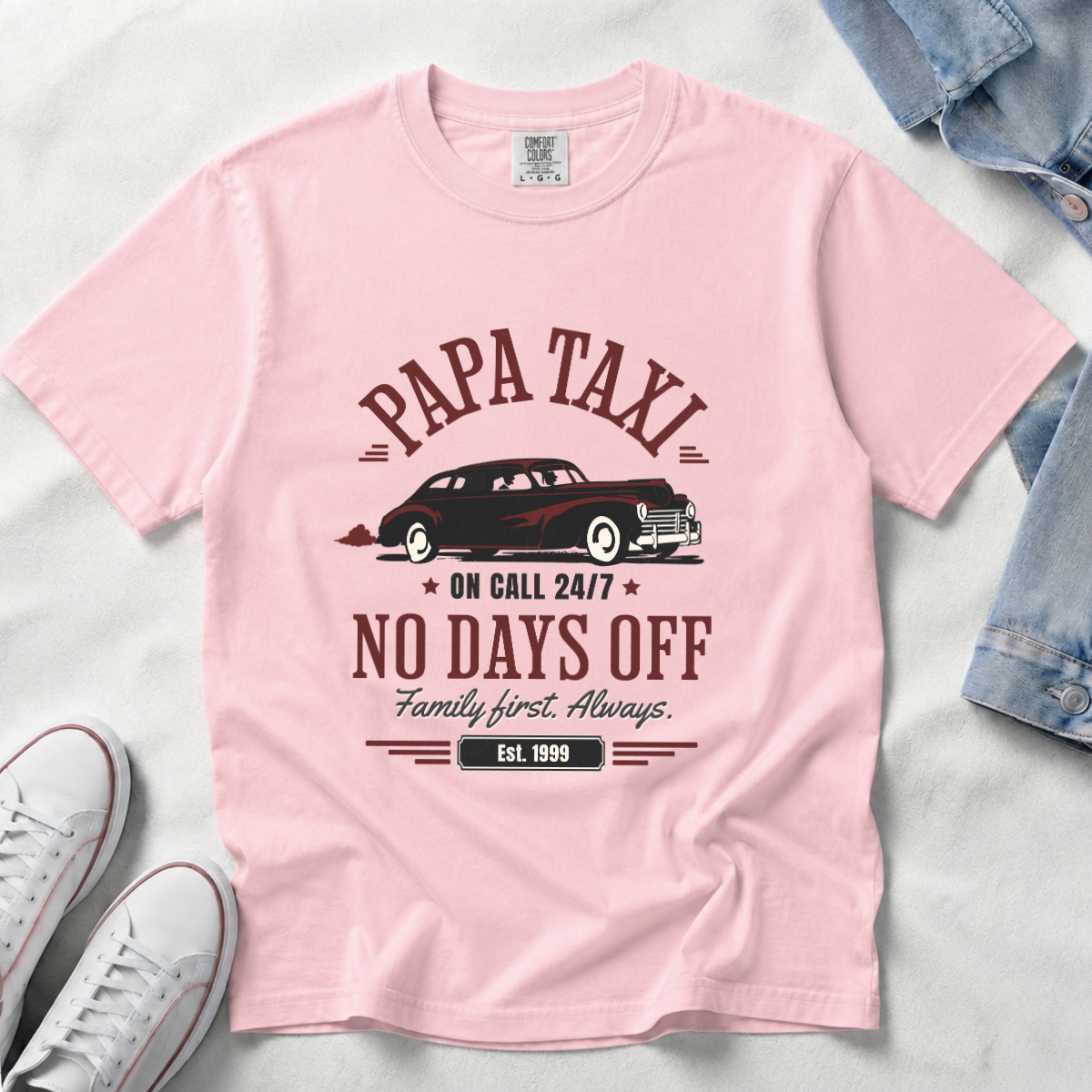 Papa Taxi Since 1999 – Vintage Dad T-Shirt, Gift for Dad