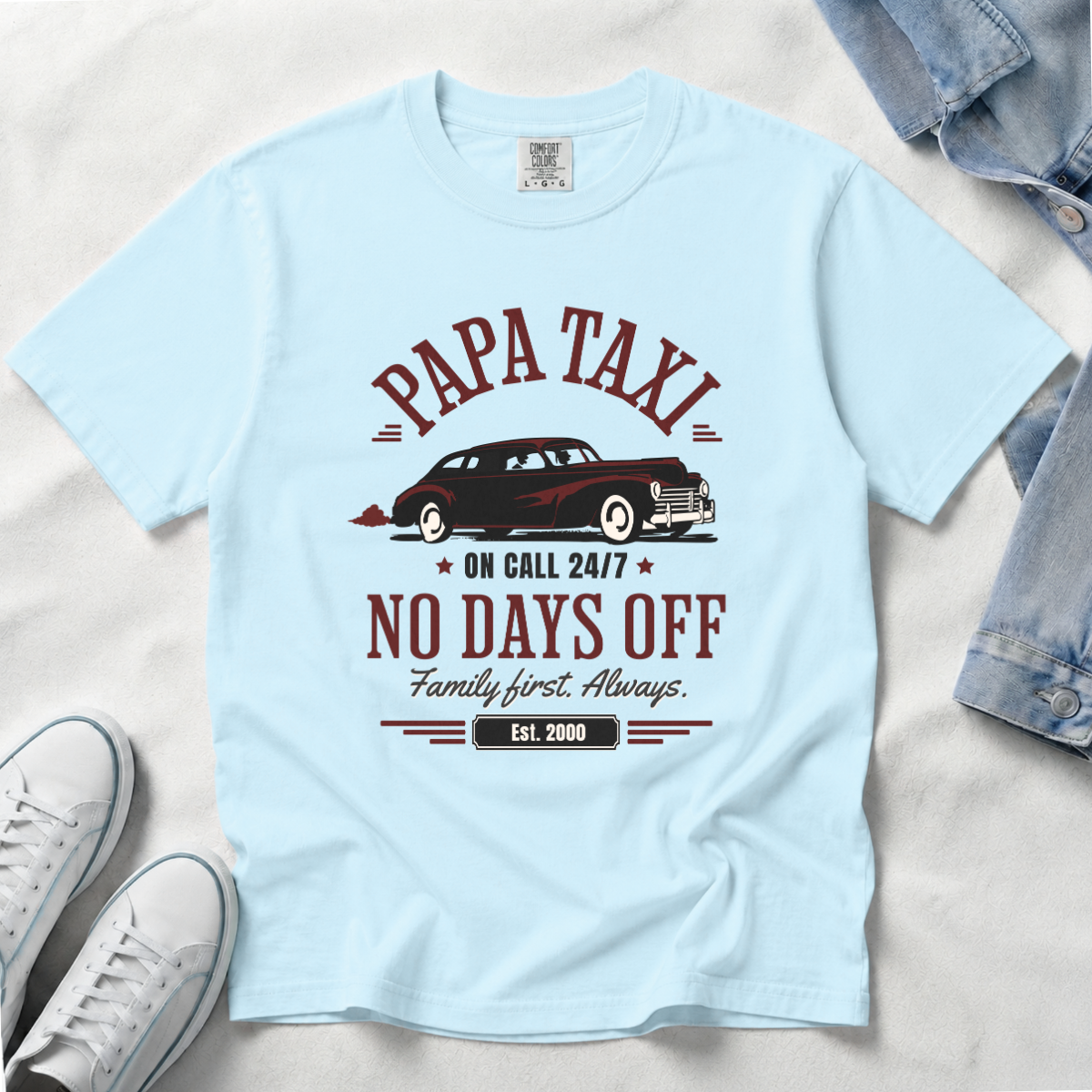 Papa Taxi Since 2000 – Vintage Dad T-Shirt, Gift for Dad