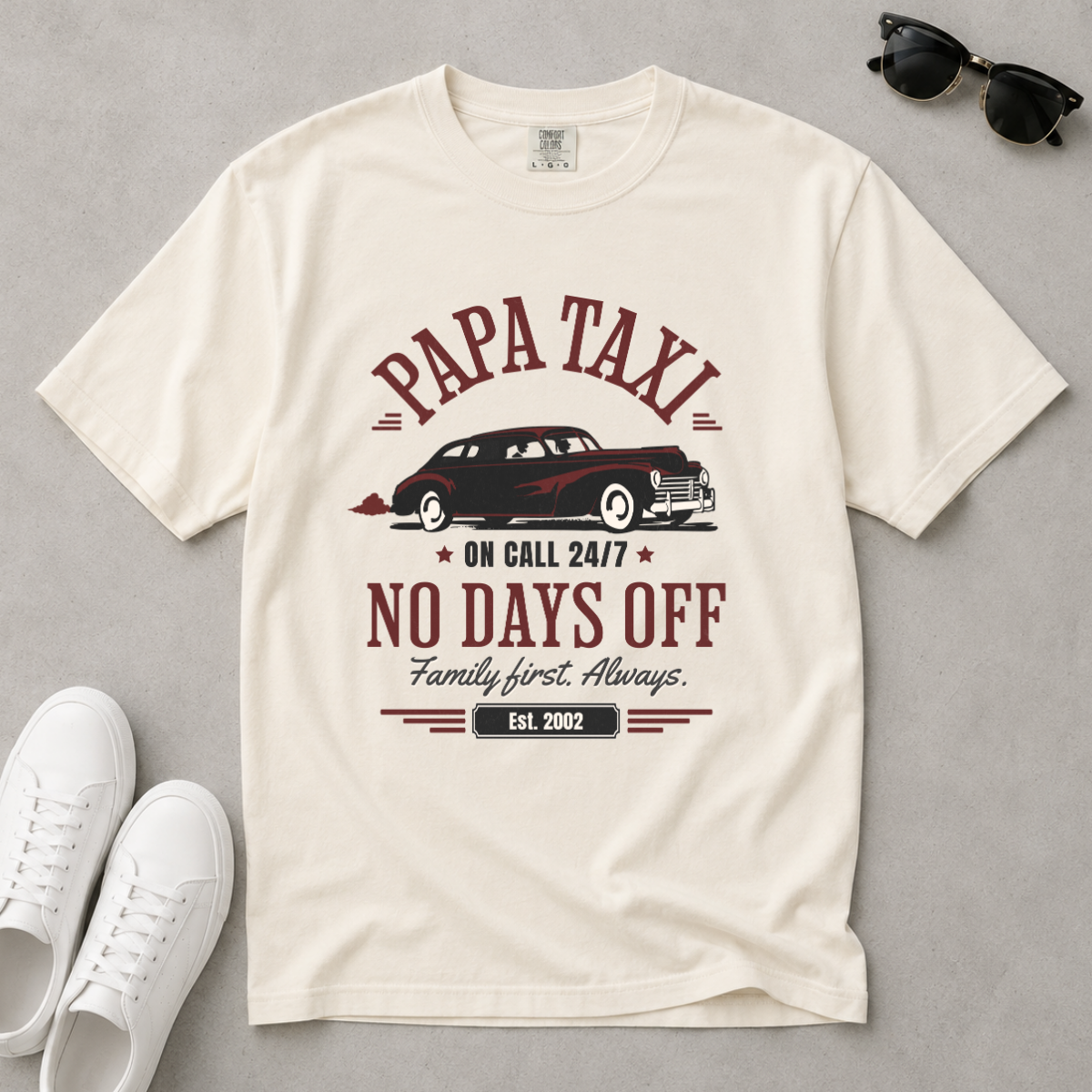 Papa Taxi Since 2002 – Vintage Dad T-Shirt, Gift for Dad