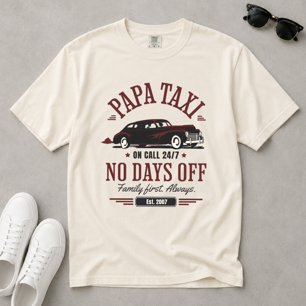 Papa Taxi Since 2007 – Vintage Dad T-Shirt, Gift for Dad