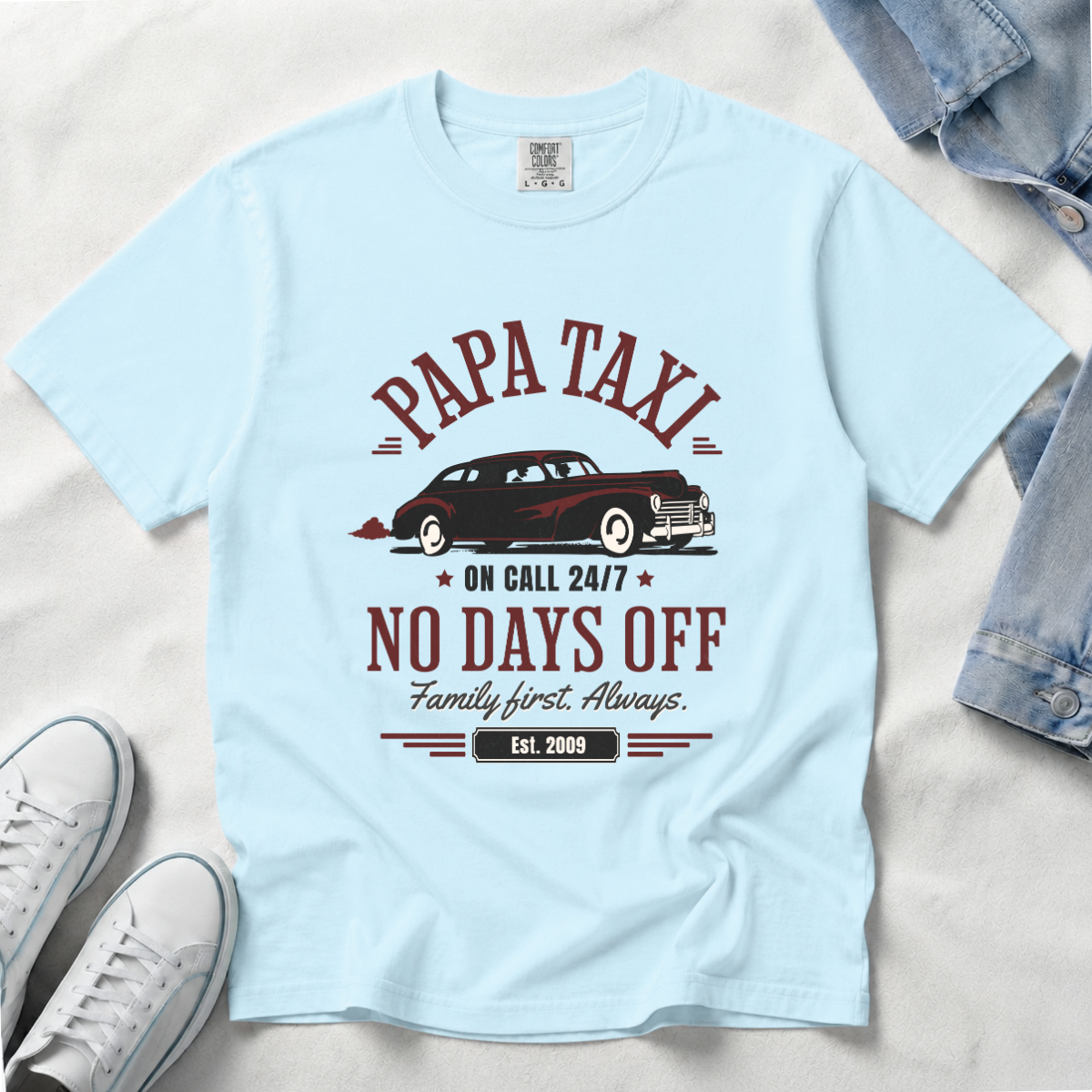 Papa Taxi Since 2009 – Vintage Dad T-Shirt, Gift for Dad