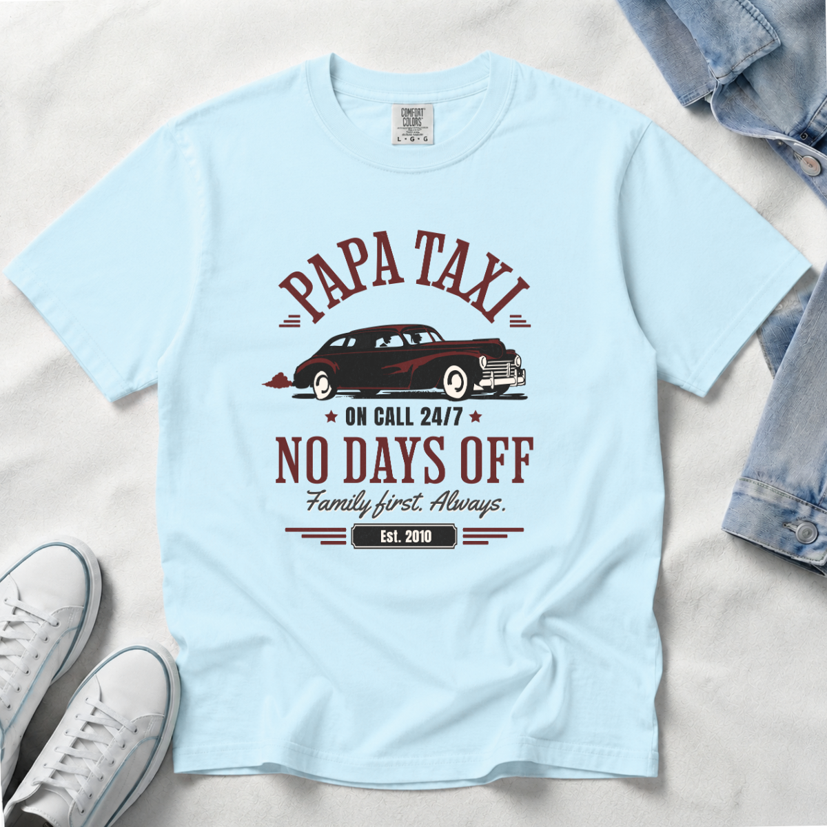 Papa Taxi Since 2010 – Vintage Dad T-Shirt, Gift for Dad
