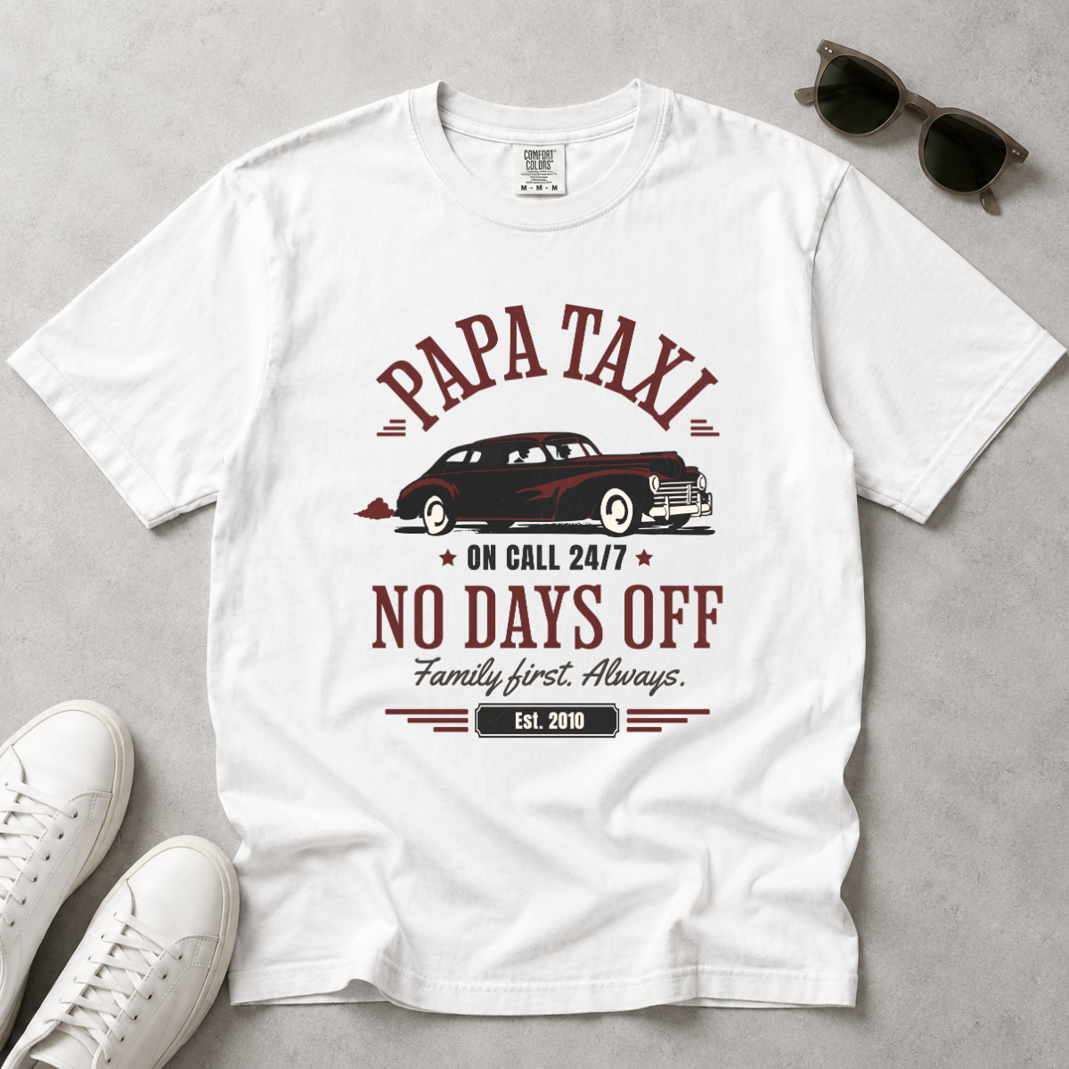 Papa Taxi Since 2010 – Vintage Dad T-Shirt, Gift for Dad