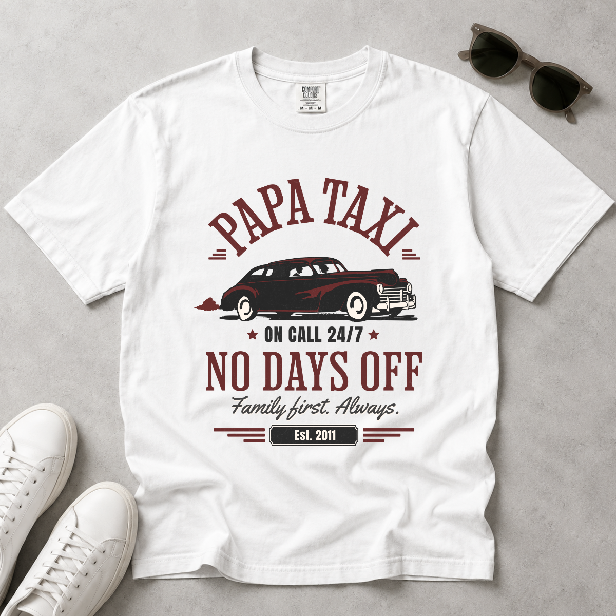 Papa Taxi Since 2011 – Vintage Dad T-Shirt, Gift for Dad