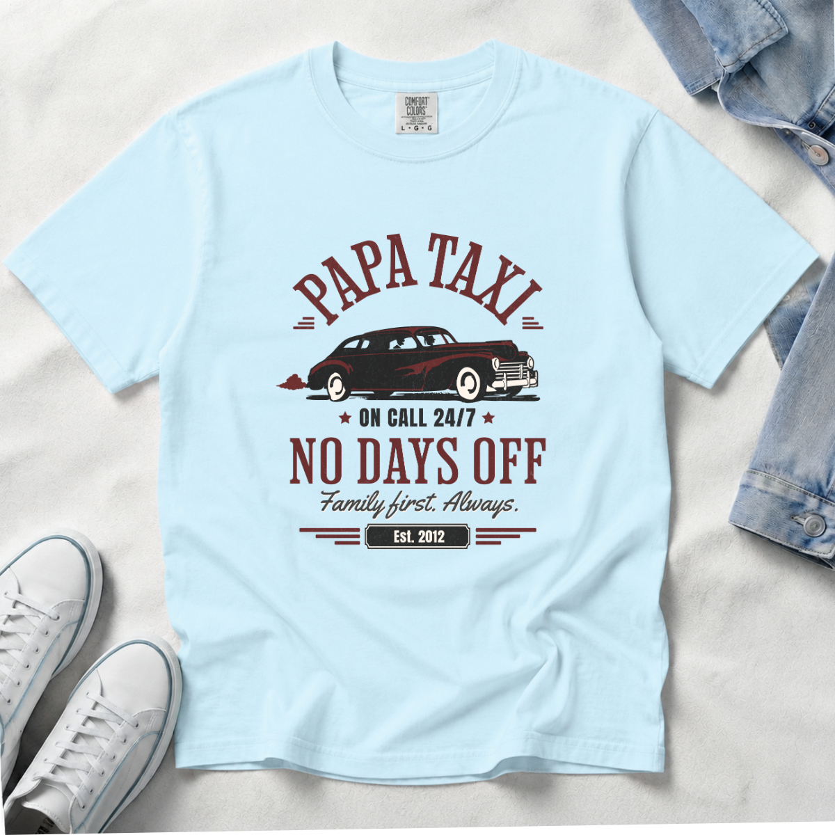 Papa Taxi Since 2012 – Vintage Dad T-Shirt, Gift for Dad