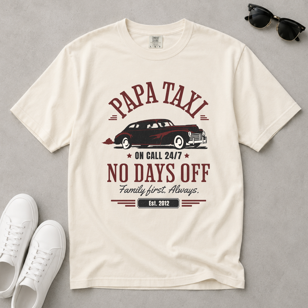 Papa Taxi Since 2012 – Vintage Dad T-Shirt, Gift for Dad