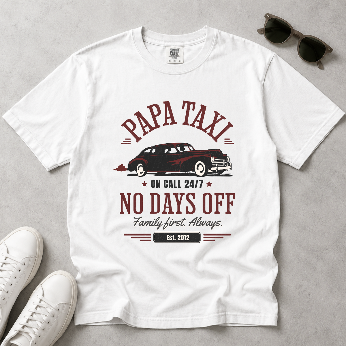 Papa Taxi Since 2012 – Vintage Dad T-Shirt, Gift for Dad