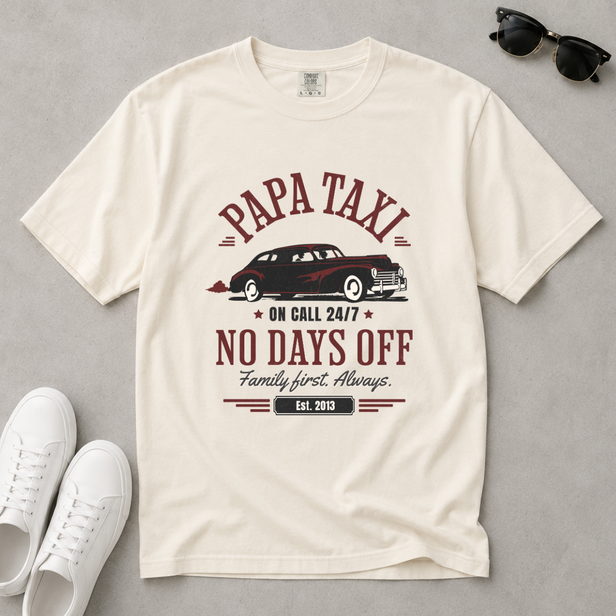 Papa Taxi Since 2013 – Vintage Dad T-Shirt, Gift for Dad
