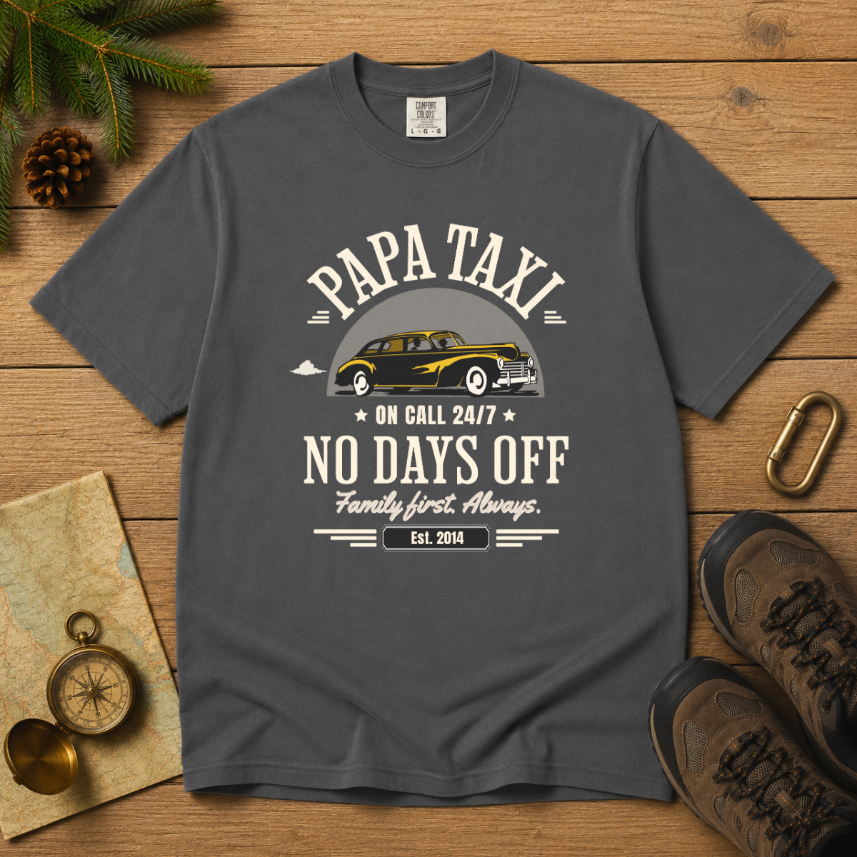 Papa Taxi Since 2014 – Vintage Dad T-Shirt, Gift for Dad