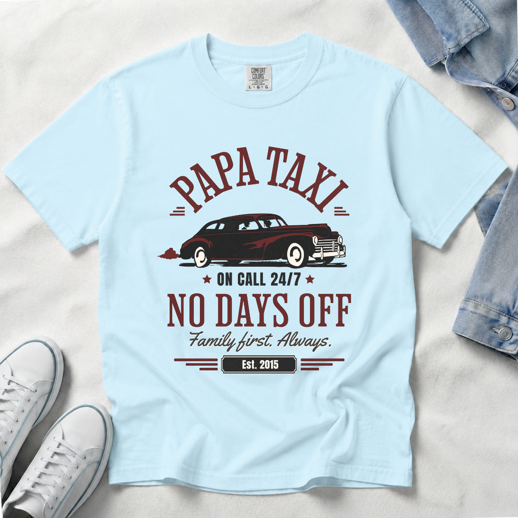 Papa Taxi Since 2015 – Vintage Dad T-Shirt, Gift for Dad