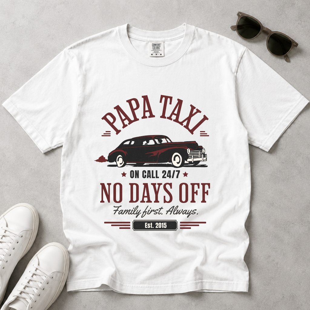 Papa Taxi Since 2015 – Vintage Dad T-Shirt, Gift for Dad
