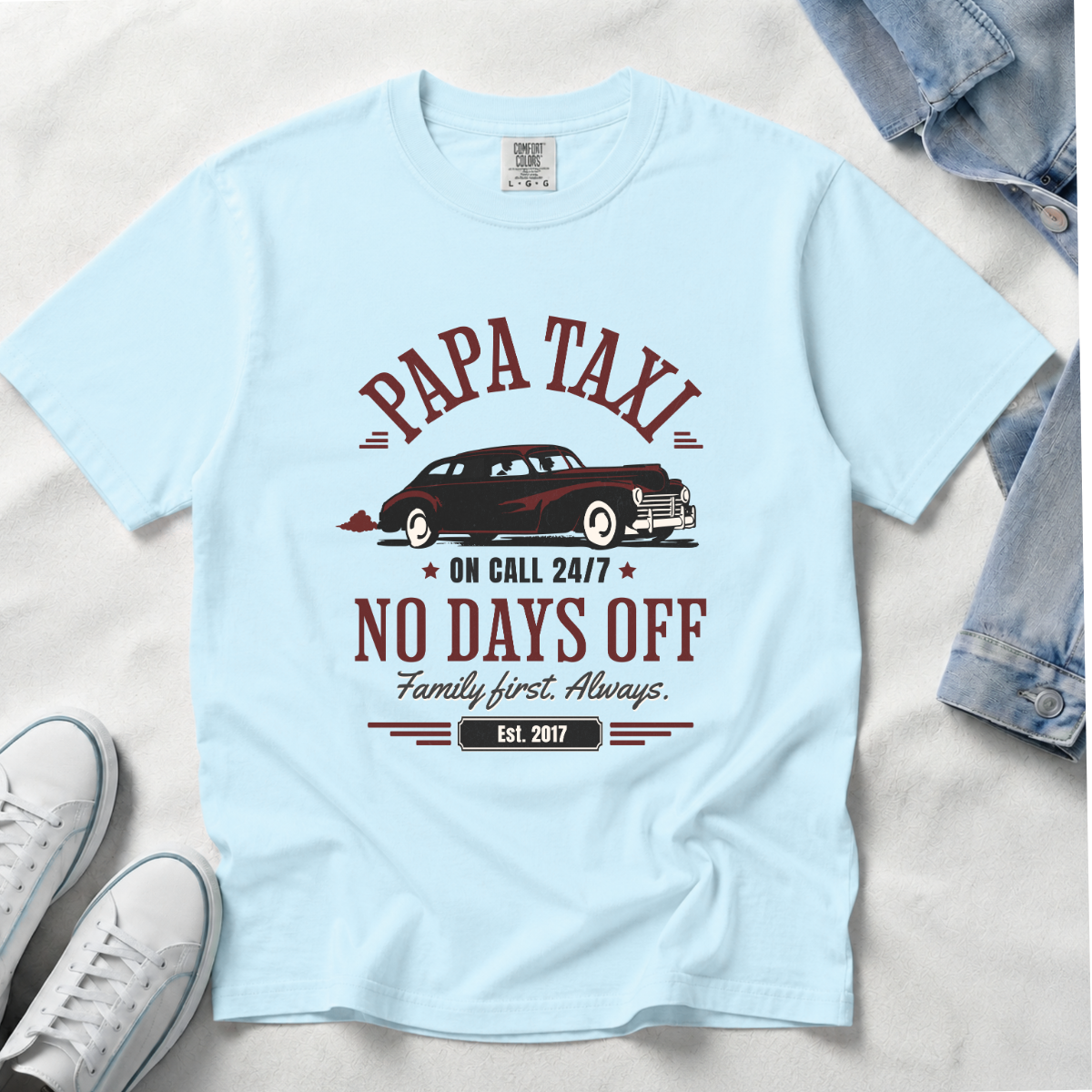 Papa Taxi Since 2017 – Vintage Dad T-Shirt, Gift for Dad