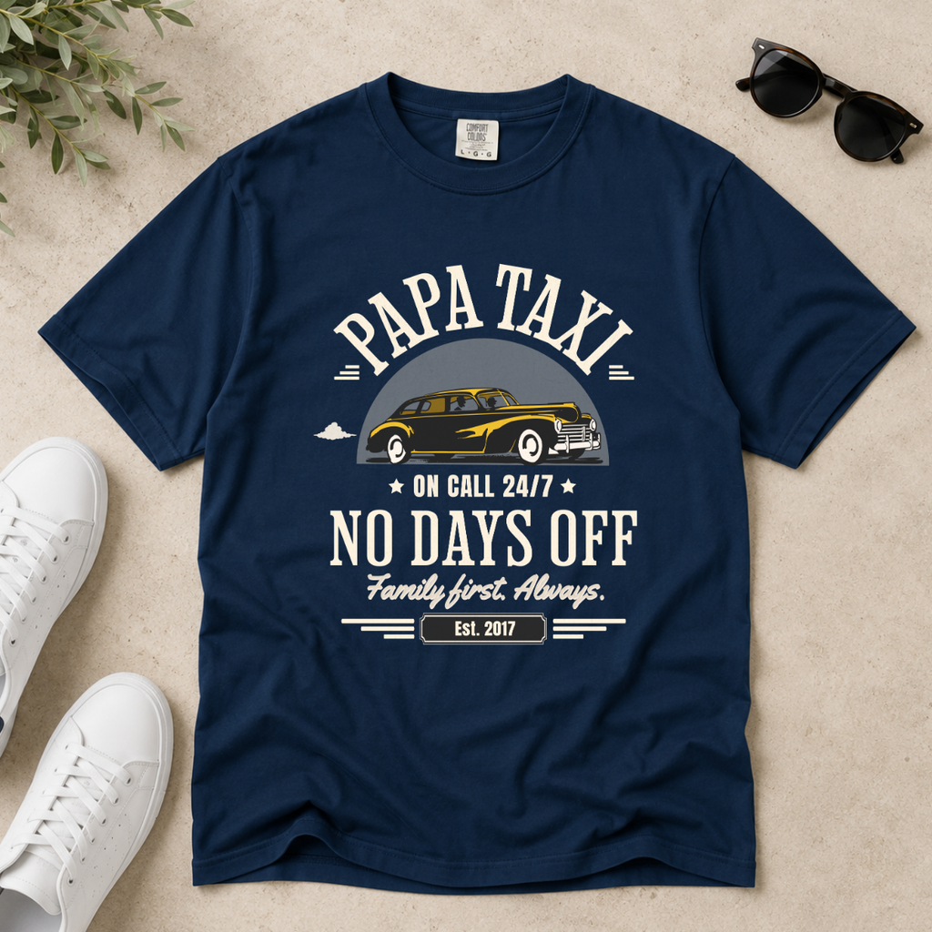 Papa Taxi Since 2017 – Vintage Dad T-Shirt, Gift for Dad