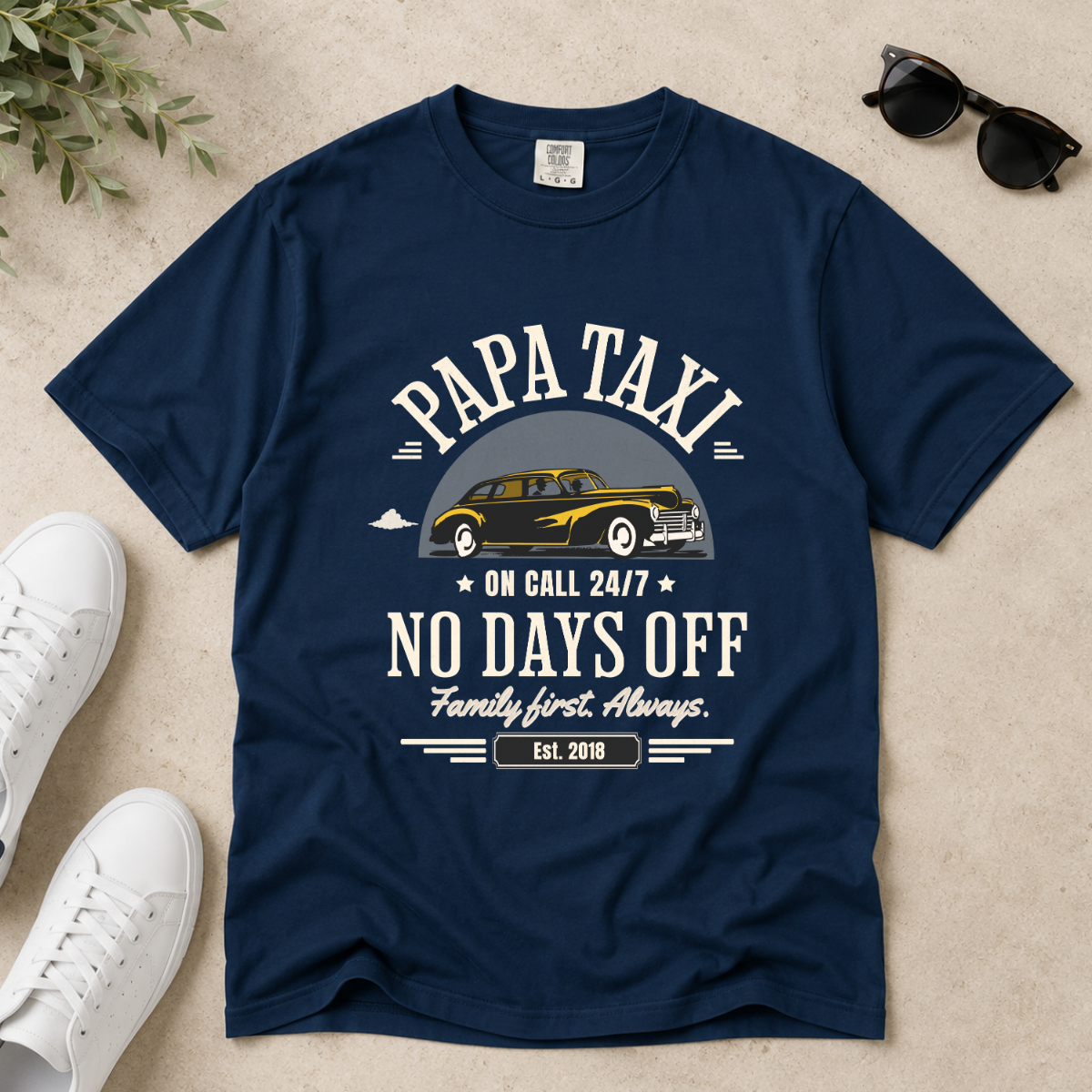 Papa Taxi Since 2018 – Vintage Dad T-Shirt, Gift for Dad