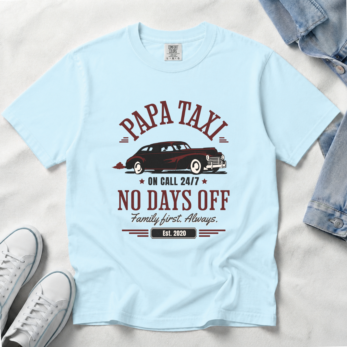 Papa Taxi Since 2020 – Vintage Dad T-Shirt, Gift for Dad