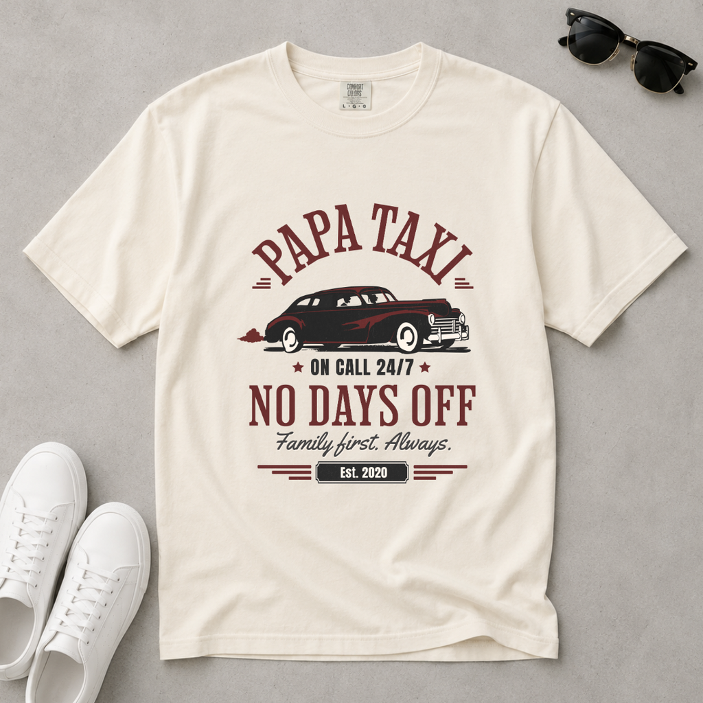 Papa Taxi Since 2020 – Vintage Dad T-Shirt, Gift for Dad