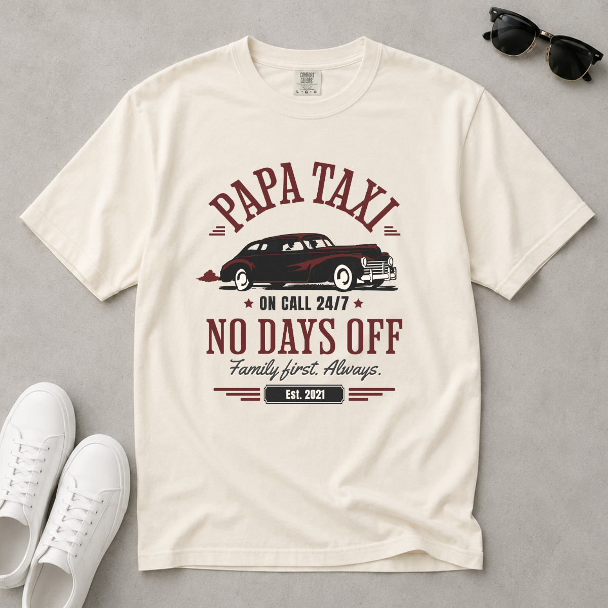 Papa Taxi Since 2021 – Vintage Dad T-Shirt, Gift for Dad