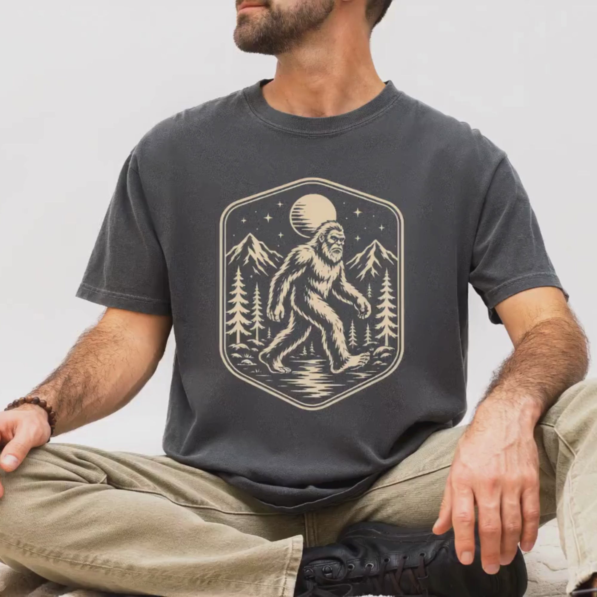 Vintage Sasquatch Badge – Cryptid Hiking T-Shirt | Outdoors Edition